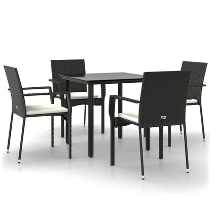 -Delige Tuinset Met Kussens Poly Rattan 5 80 cm tafellengte Zwart