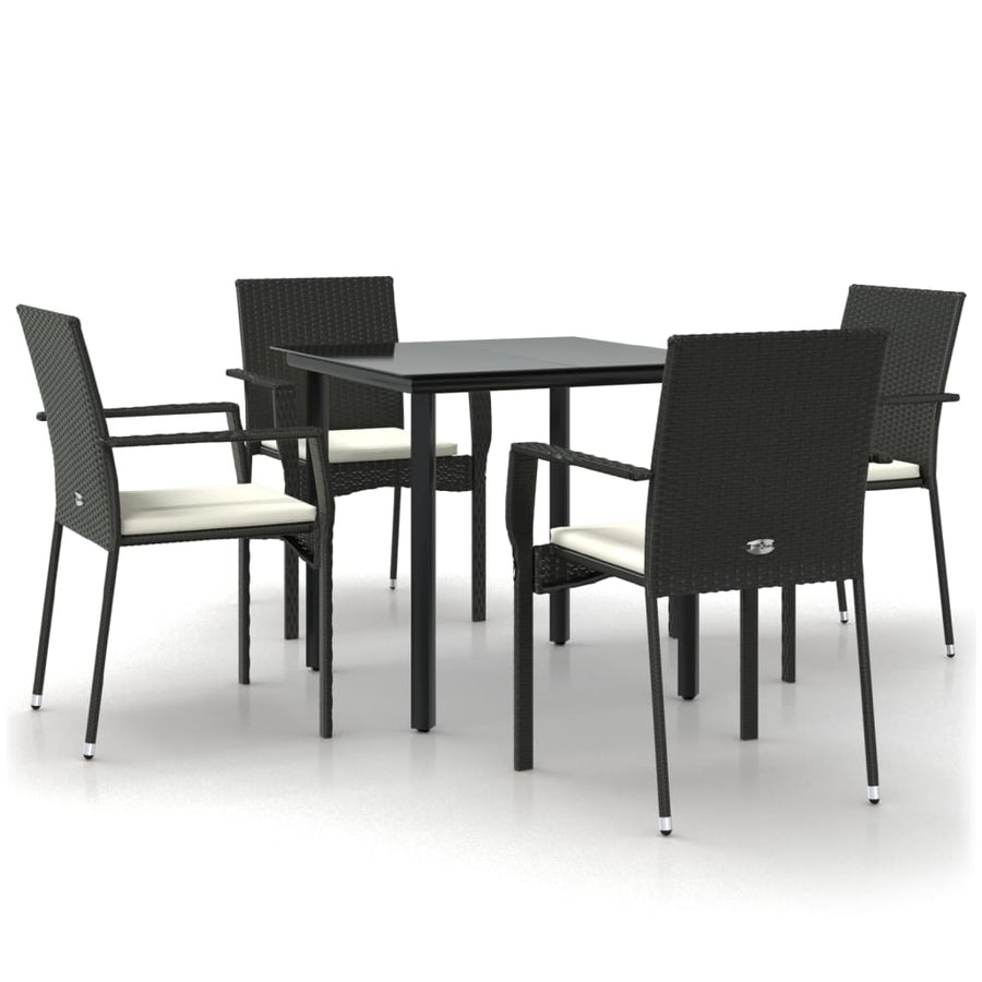 -Delige Tuinset Met Kussens Poly Rattan 5 80 cm tafellengte Zwart