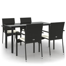 -Delige Tuinset Met Kussens Poly Rattan 5 140 cm tafellengte Zwart