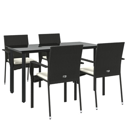 -Delige Tuinset Met Kussens Poly Rattan 5 140 cm tafellengte Zwart