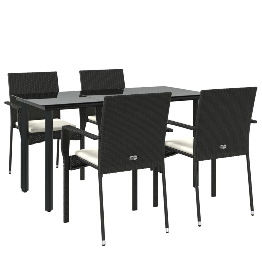-Delige Tuinset Met Kussens Poly Rattan 5 140 cm tafellengte Zwart