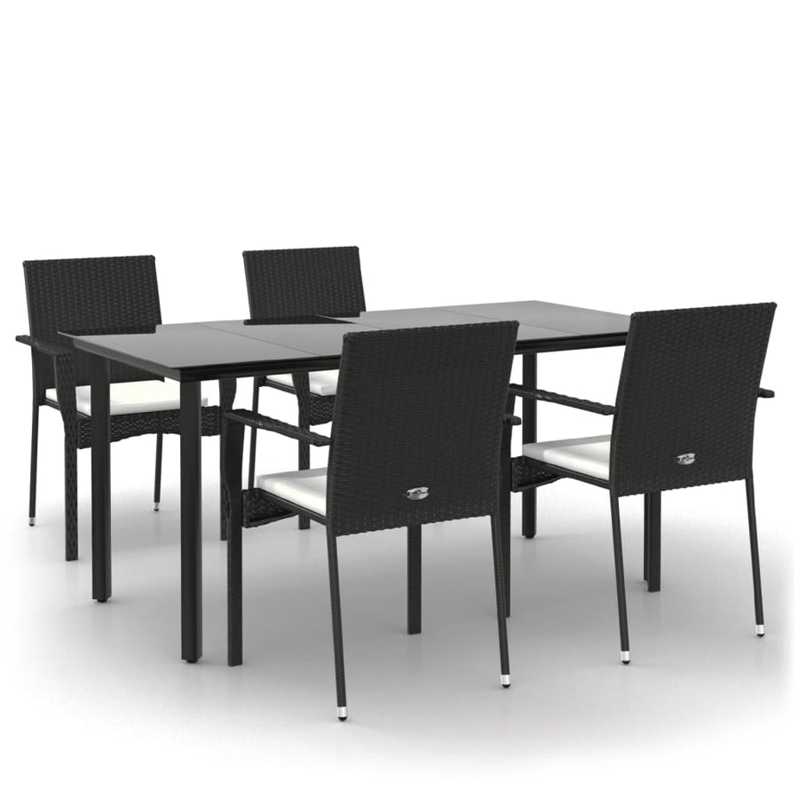 -Delige Tuinset Met Kussens Poly Rattan 5 160 cm tafellengte Zwart