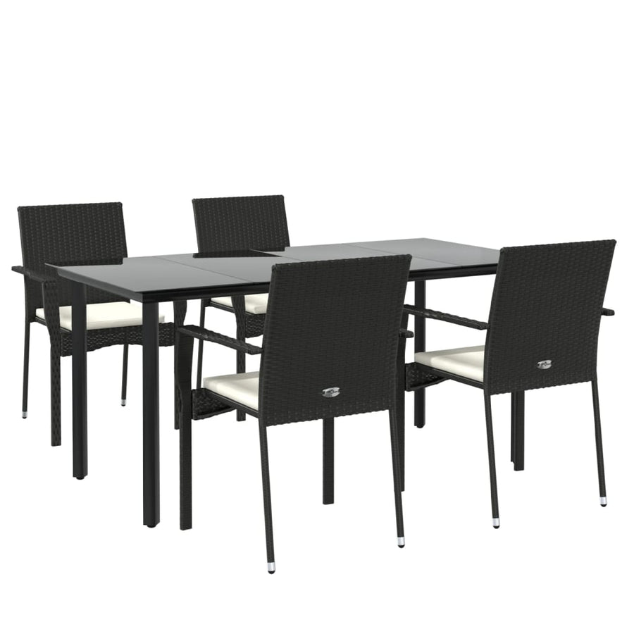 -Delige Tuinset Met Kussens Poly Rattan 5 160 cm tafellengte Zwart