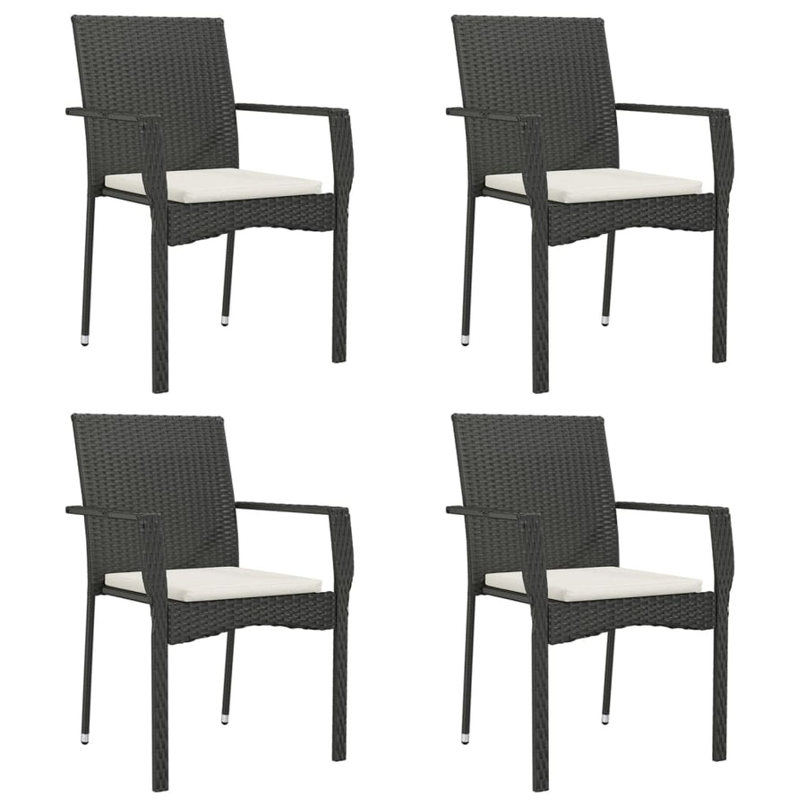 -Delige Tuinset Met Kussens Poly Rattan 5 160 cm tafellengte Zwart