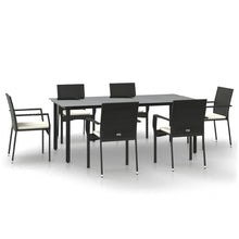 7-Delige Tuinset Met Kussens Poly Rattan 6 200 cm tafellengte Zwart
