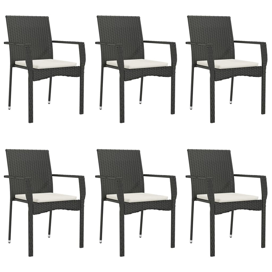 7-Delige Tuinset Met Kussens Poly Rattan 6 200 cm tafellengte Zwart