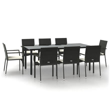 Tuinset Poly Rattan 9 200 cm tafellengte Zwart