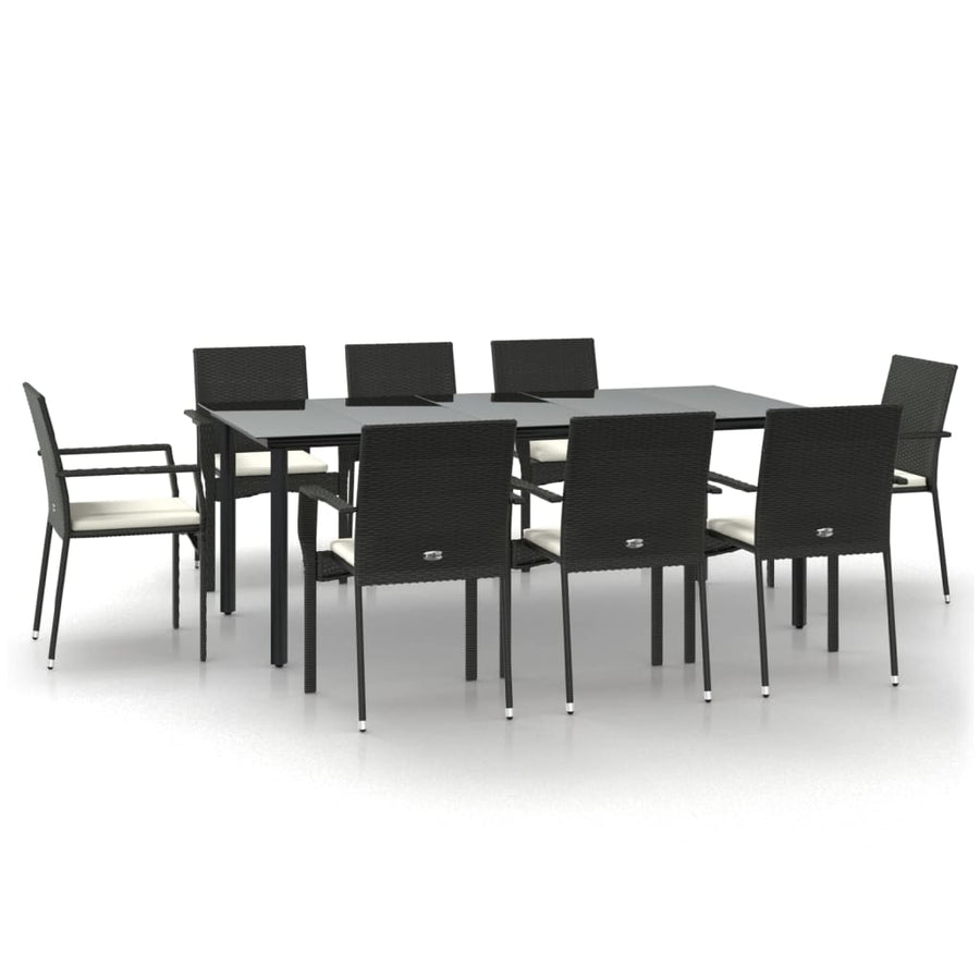 Tuinset Poly Rattan 9 200 cm tafellengte Zwart