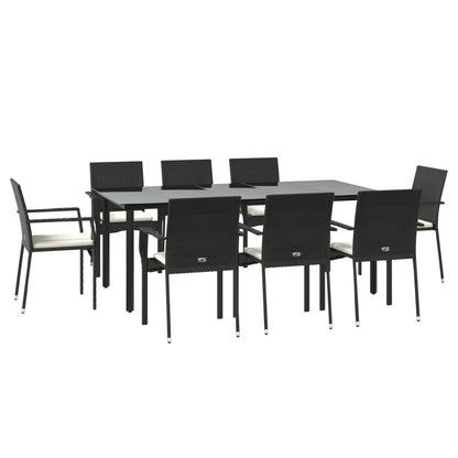 Tuinset Poly Rattan 9 200 cm tafellengte Zwart