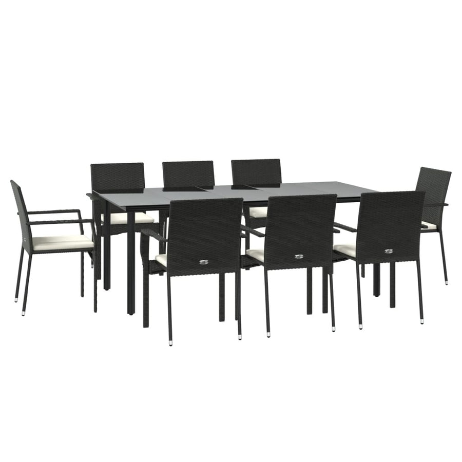 Tuinset Poly Rattan 9 200 cm tafellengte Zwart