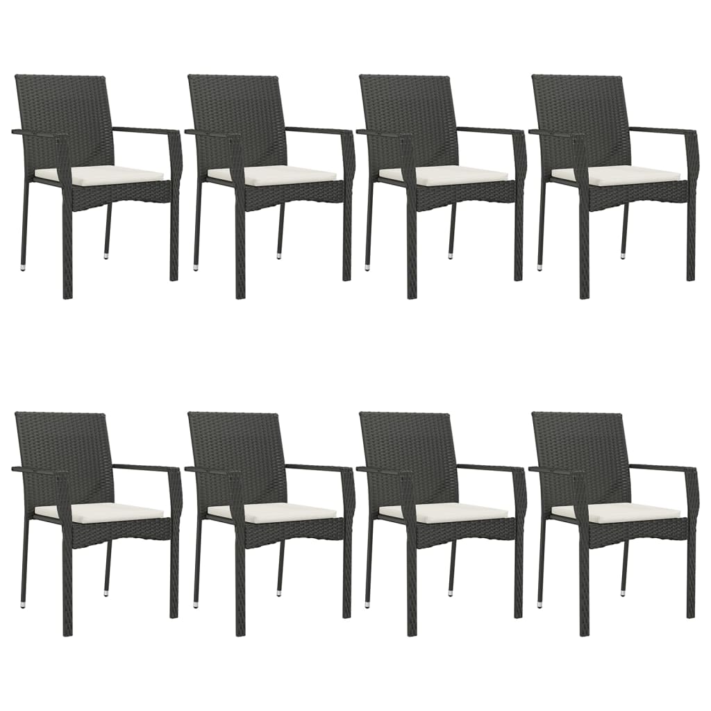Tuinset Poly Rattan 9 200 cm tafellengte Zwart