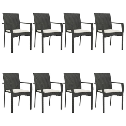 Tuinset Poly Rattan 9 200 cm tafellengte Zwart