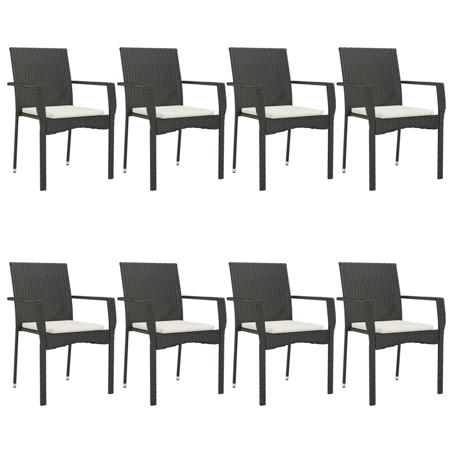 Tuinset Poly Rattan 9 200 cm tafellengte Zwart