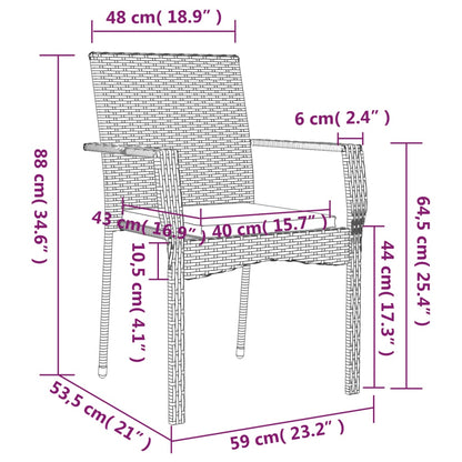 Tuinset Poly Rattan 9 200 cm tafellengte Zwart