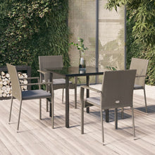 -Delige Tuinset Met Kussens Poly Rattan Zwart En 5 80 cm tafellengte Grijs