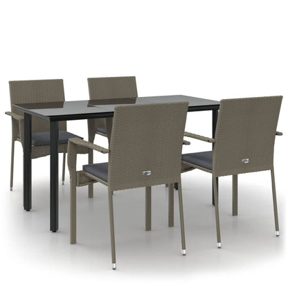-Delige Tuinset Met Kussens Poly Rattan Zwart En 5 140 cm tafellengte Grijs