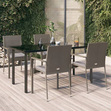 -Delige Tuinset Met Kussens Poly Rattan Zwart En 5 160 cm tafellengte Grijs