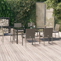7-delige Tuinset met kussens poly rattan zwart en grijs