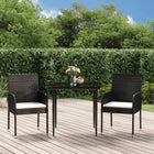 -Delige Tuinset Met Kussens Poly Rattan 3 80 cm tafellengte Zwart