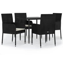 -Delige Tuinset Met Kussens Poly Rattan 5 80 cm tafellengte Zwart