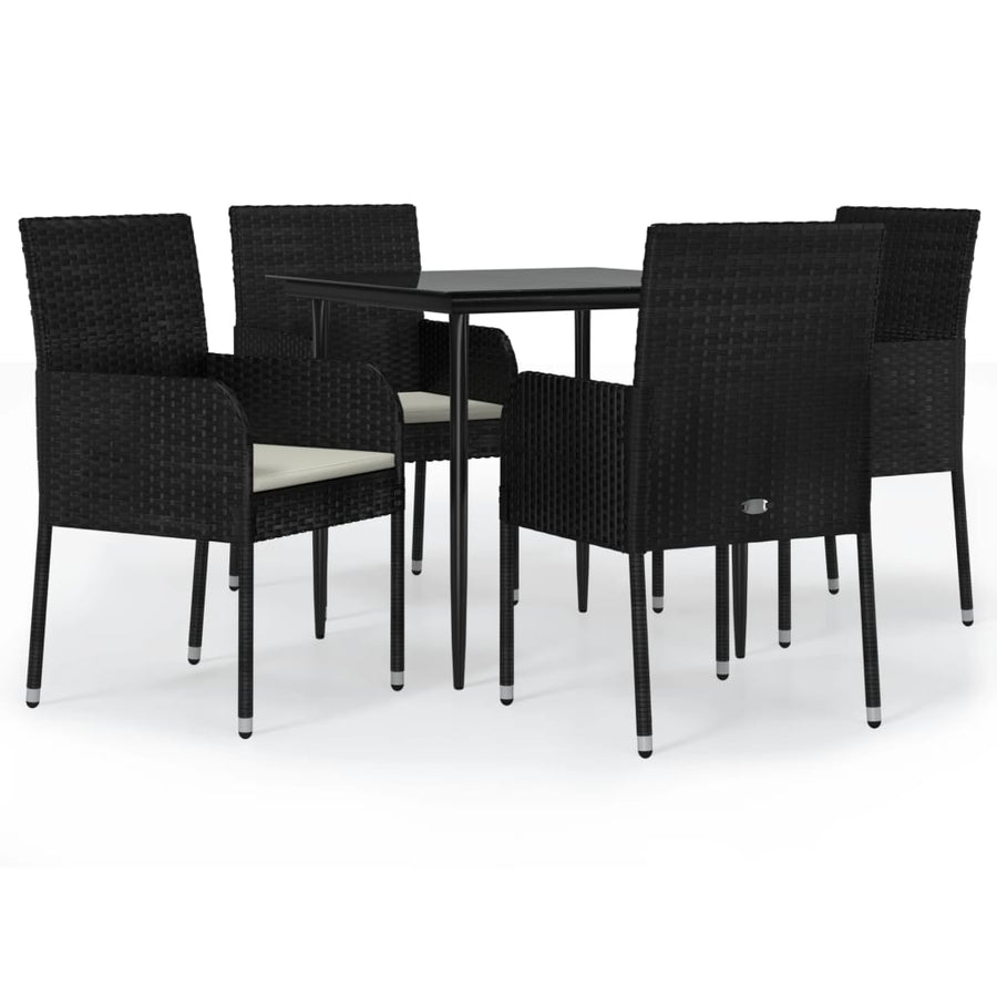 -Delige Tuinset Met Kussens Poly Rattan 5 80 cm tafellengte Zwart