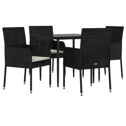-Delige Tuinset Met Kussens Poly Rattan 5 80 cm tafellengte Zwart