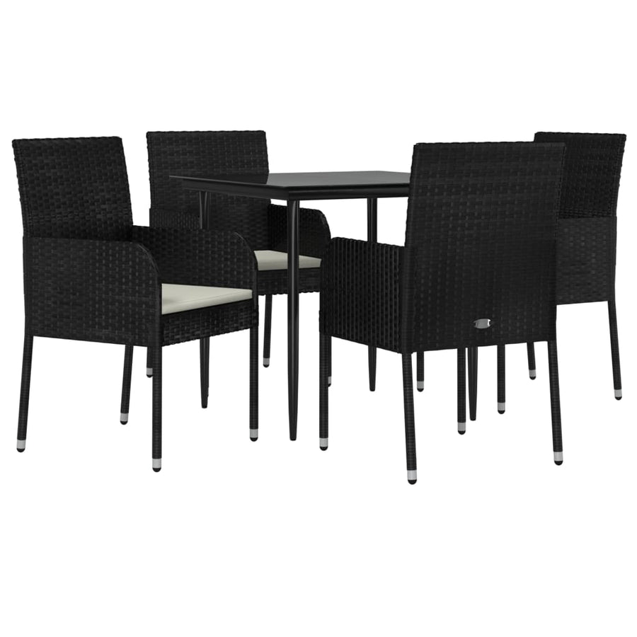 -Delige Tuinset Met Kussens Poly Rattan 5 80 cm tafellengte Zwart