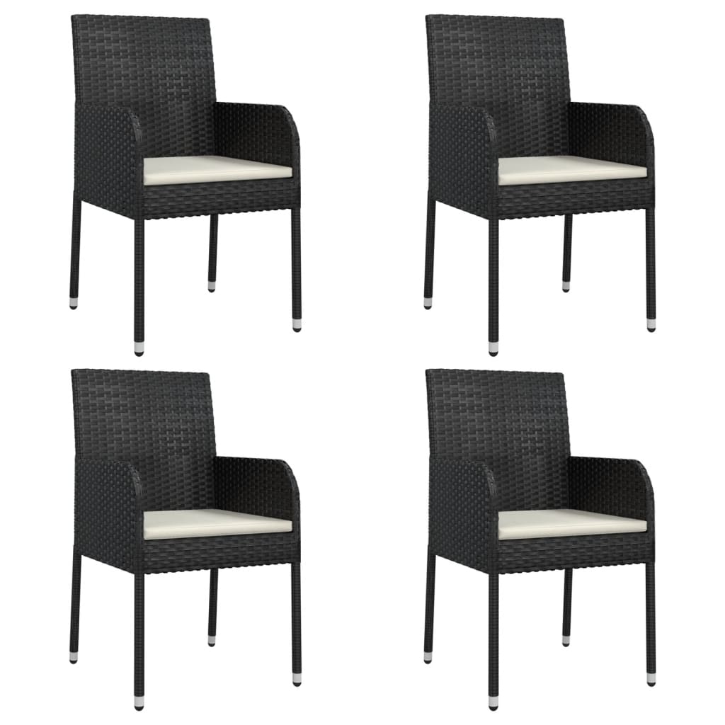 -Delige Tuinset Met Kussens Poly Rattan 5 80 cm tafellengte Zwart