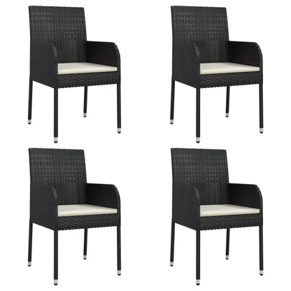-Delige Tuinset Met Kussens Poly Rattan 5 80 cm tafellengte Zwart