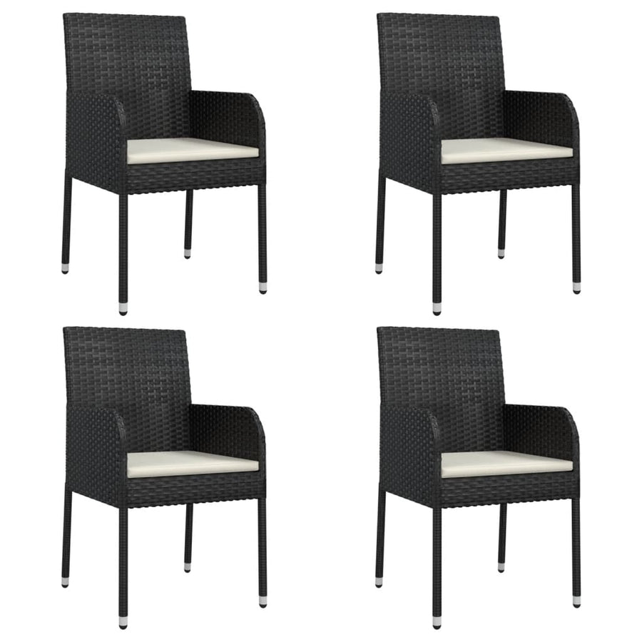 -Delige Tuinset Met Kussens Poly Rattan 5 80 cm tafellengte Zwart