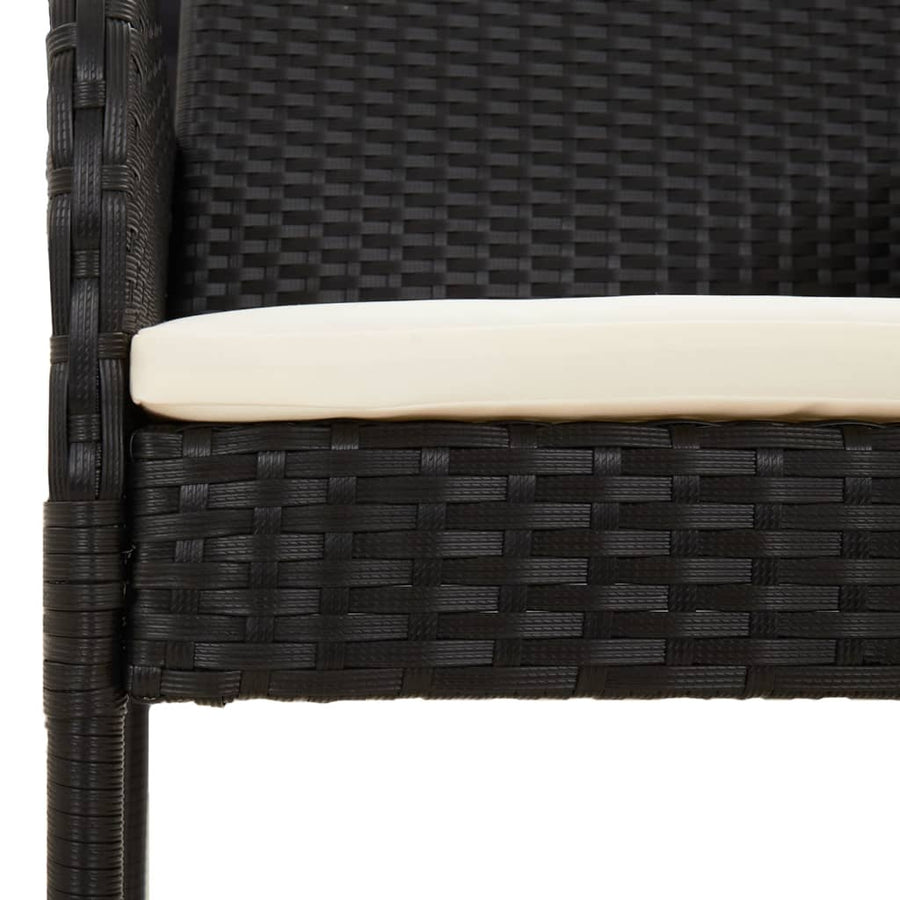 -Delige Tuinset Met Kussens Poly Rattan 5 80 cm tafellengte Zwart