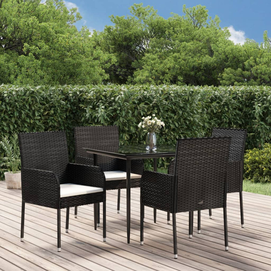 -Delige Tuinset Met Kussens Poly Rattan 5 80 cm tafellengte Zwart
