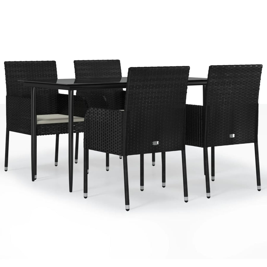 -Delige Tuinset Met Kussens Poly Rattan 5 140 cm tafellengte Zwart