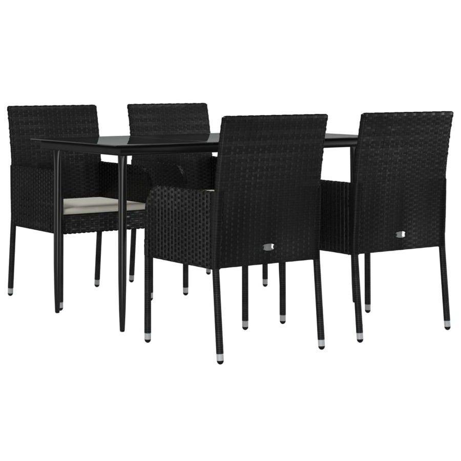 -Delige Tuinset Met Kussens Poly Rattan 5 140 cm tafellengte Zwart