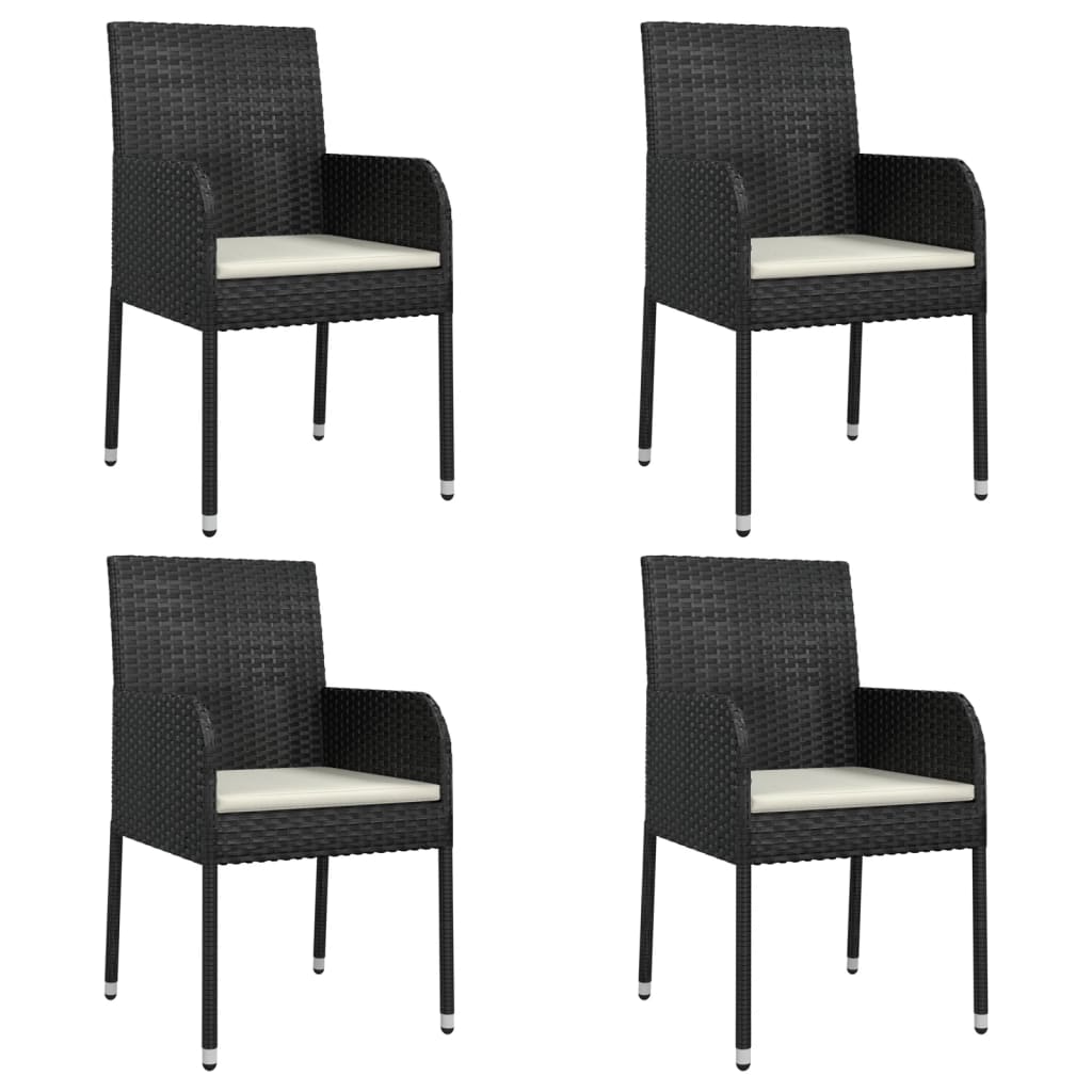 -Delige Tuinset Met Kussens Poly Rattan 5 140 cm tafellengte Zwart