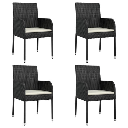-Delige Tuinset Met Kussens Poly Rattan 5 140 cm tafellengte Zwart