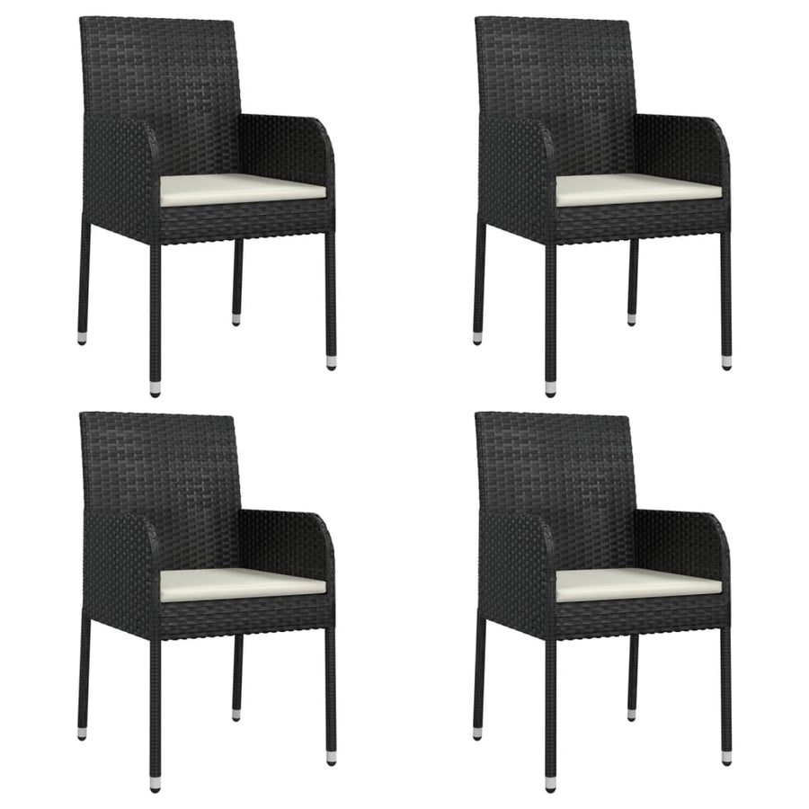 -Delige Tuinset Met Kussens Poly Rattan 5 140 cm tafellengte Zwart