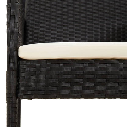 -Delige Tuinset Met Kussens Poly Rattan 5 140 cm tafellengte Zwart