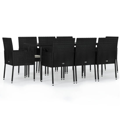 -Delige Tuinset Poly Rattan 9 160 cm tafellengte Zwart