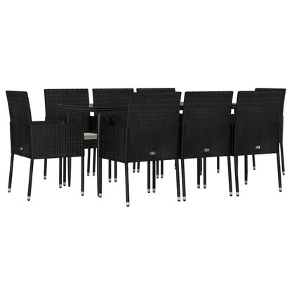 -Delige Tuinset Poly Rattan 9 160 cm tafellengte Zwart