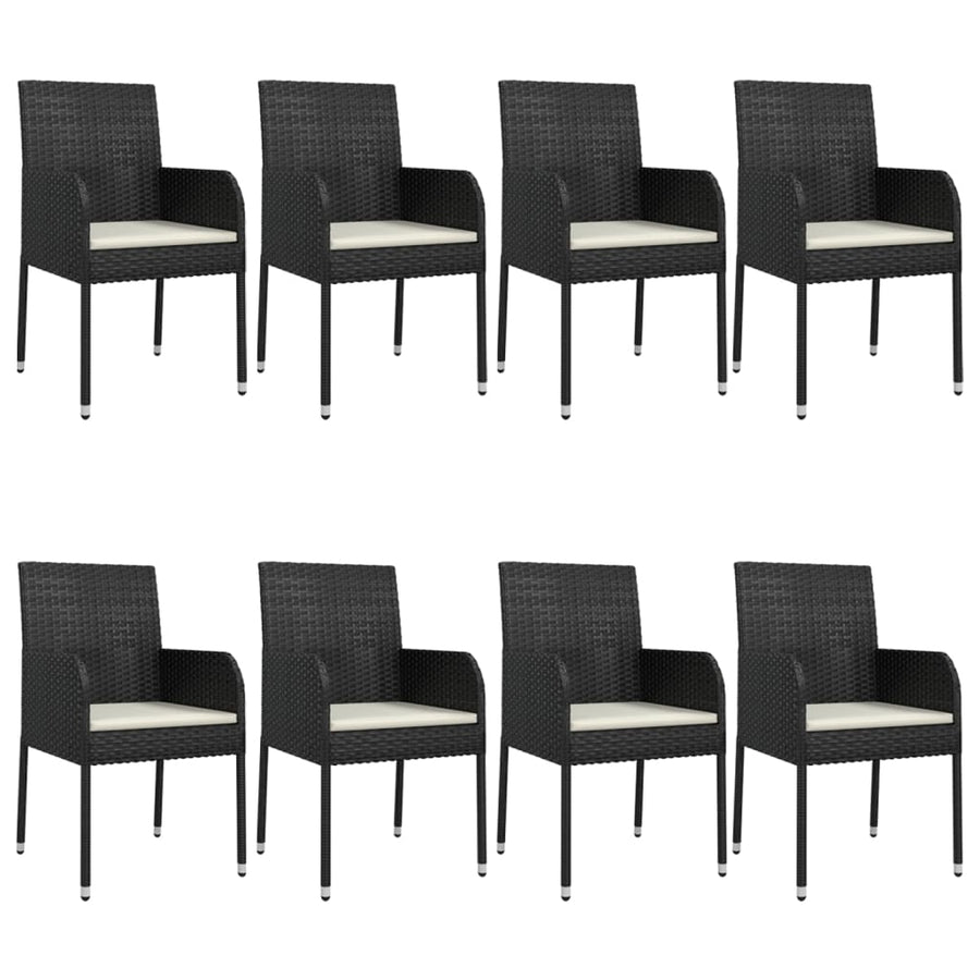 -Delige Tuinset Poly Rattan 9 160 cm tafellengte Zwart