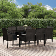 Tuinset 9-delig poly rattan zwart