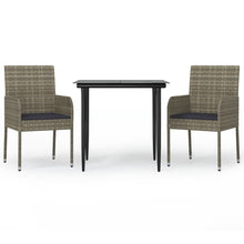 -Delige Tuinset Met Kussens Poly Rattan Zwart En 3 80 cm tafellengte Grijs