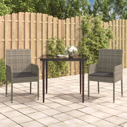 Tuinset 3-delig poly rattan zwart grijs