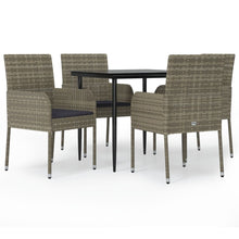 -Delige Tuinset Met Kussens Poly Rattan Zwart En 5 80 cm tafellengte Grijs