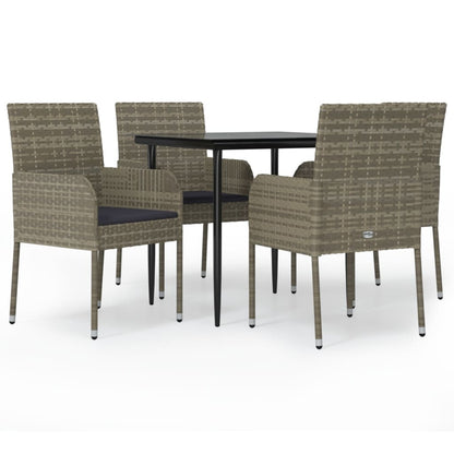 -Delige Tuinset Met Kussens Poly Rattan Zwart En 5 80 cm tafellengte Grijs