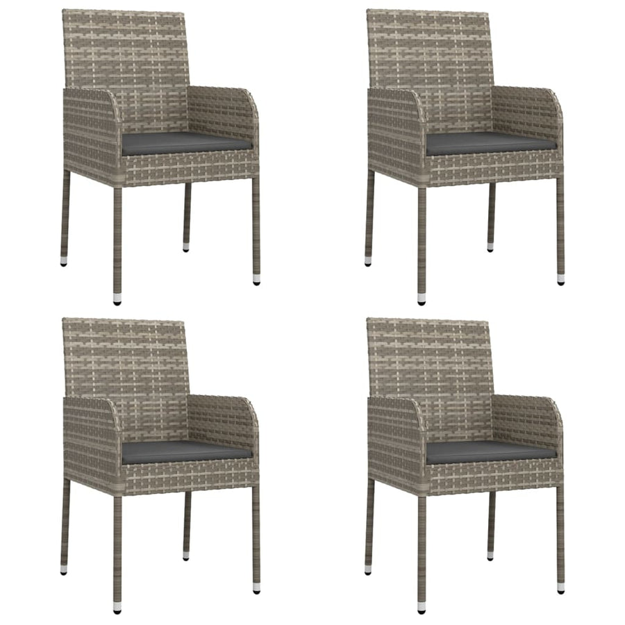 -Delige Tuinset Met Kussens Poly Rattan Zwart En 5 80 cm tafellengte Grijs