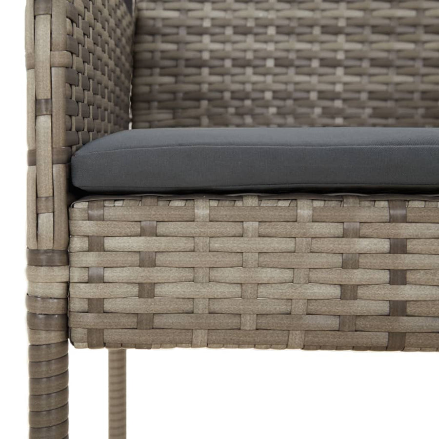 -Delige Tuinset Met Kussens Poly Rattan Zwart En 5 80 cm tafellengte Grijs