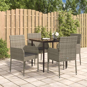 Tuinset 5-delig poly rattan zwart grijs