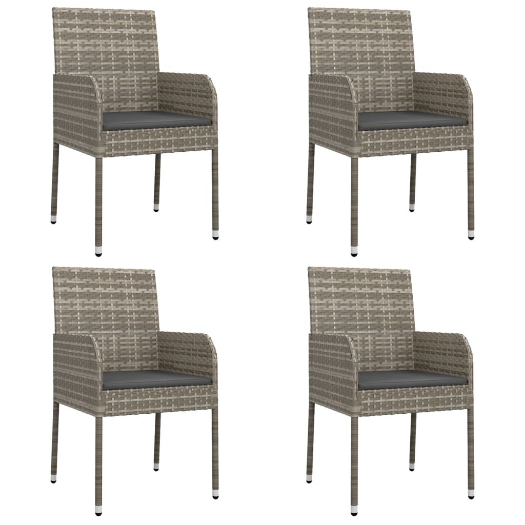 -Delige Tuinset Met Kussens Poly Rattan Zwart En 5 140 cm tafellengte Grijs
